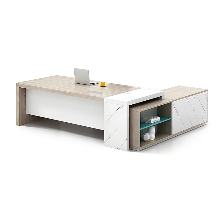Modern Executive Office Desk · L-Shaped Design with Storage and Chair Options