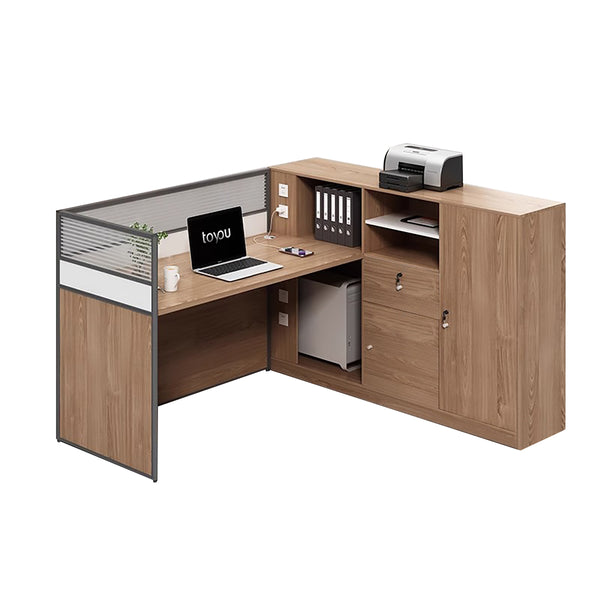 Modular Office Workstation Desk with Storage – 1/2/3/4 Person Options, Acrylic Privacy Screen, Modern Design
