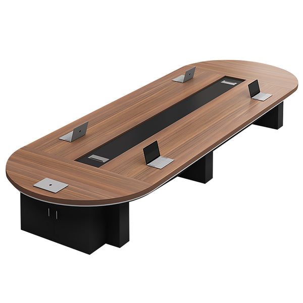 Modern Oval Conference Table – 1.6m to 6m Large Meeting Table with Cable Box | Multiple Colours | Office Furniture Set Plosia