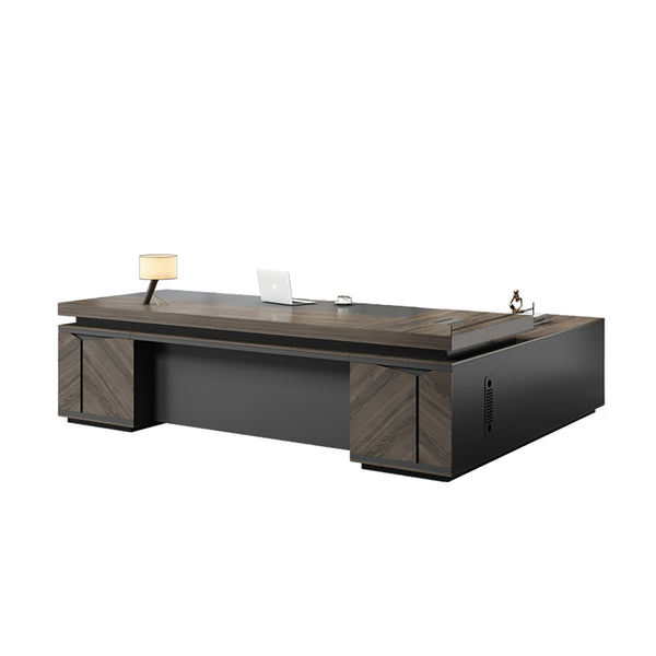 Modern L-Shaped Executive Desk and Chair Set – 5cm Thick Top, Storage Cabinets